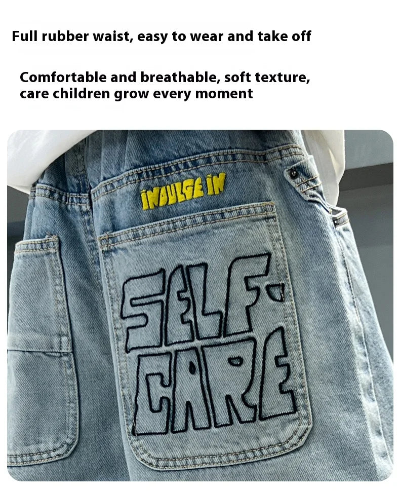 Vaqueros Niño 2025 Primavera Otoño - Pantalones Rectos Pierna Ancha Trendy 5-15 Años