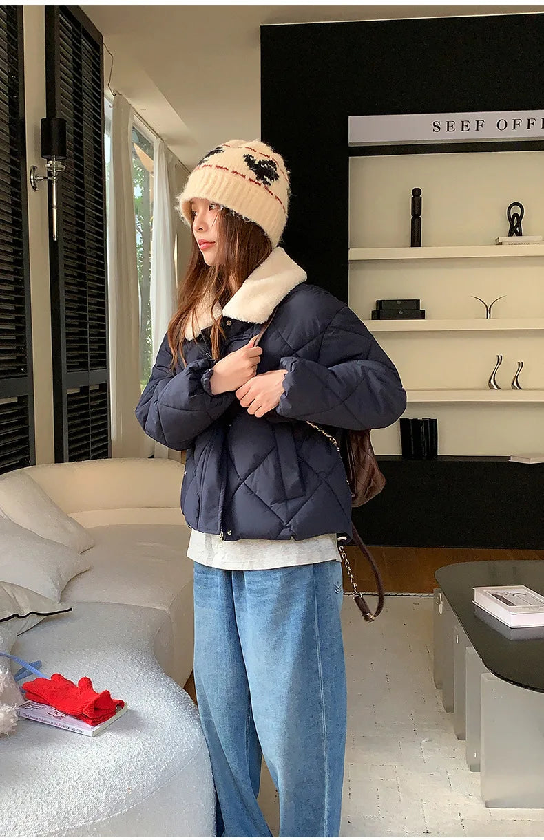 Chaqueta Algodón Mujer Tendencia - Chaqueta Estilo Chino Cuello Lana 2025