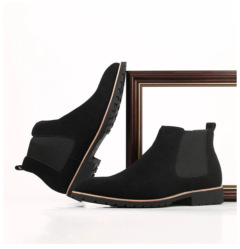 Botines Hombre Fashion Chelsea - Cuero Tobillo Casual Negros Outdoor High-Top Boda