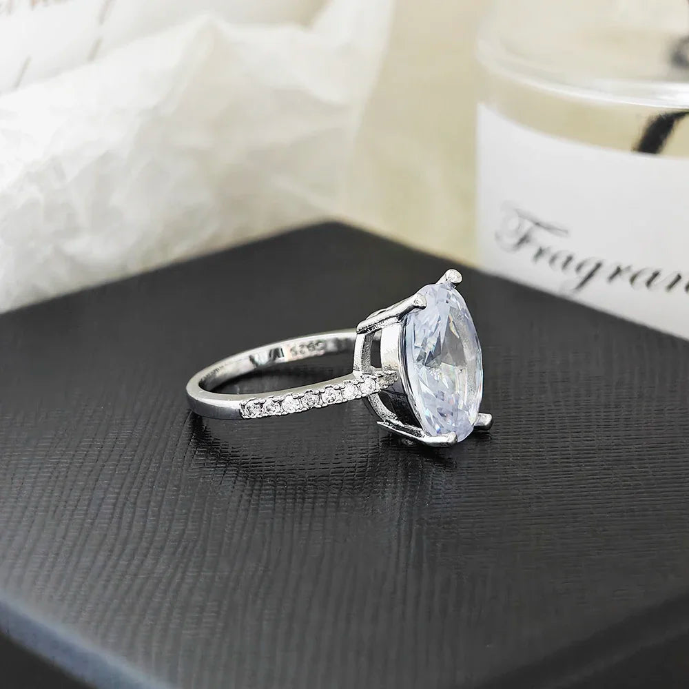 Anillo Oval Rosa Mujer - Oro Rosa Circonita Compromiso Personalizado