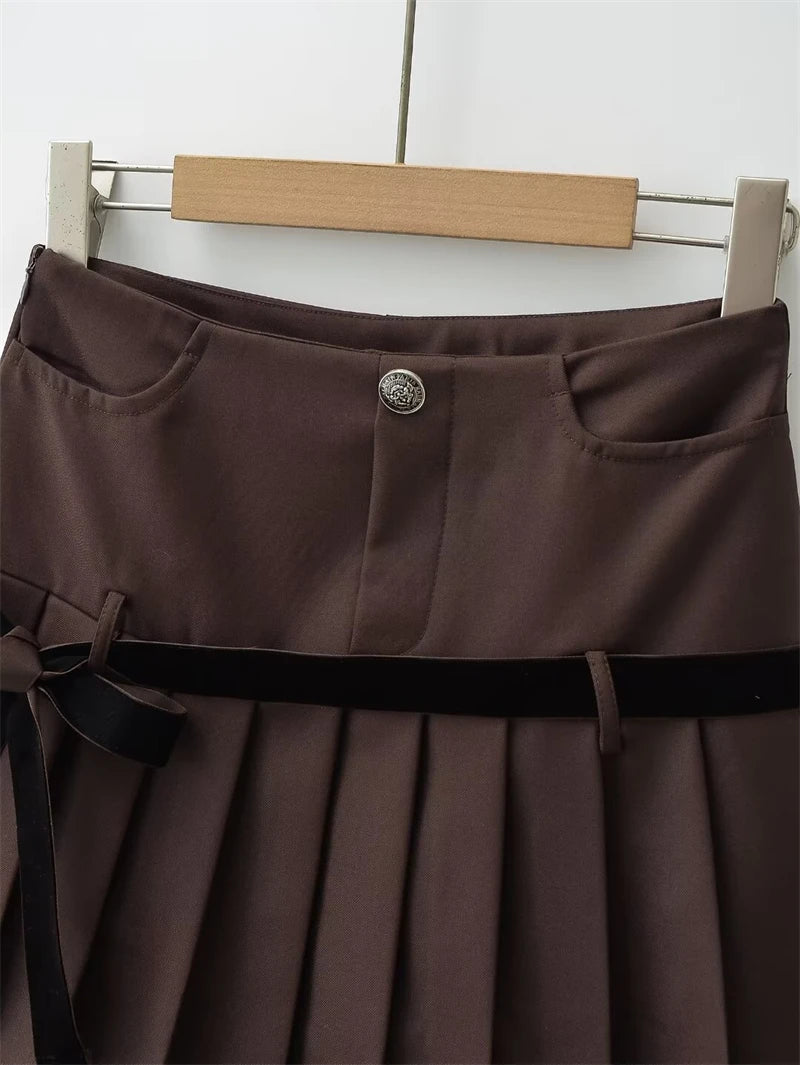 Falda Y2K Mujer Plisada Mini - Falda Cuadros Vintage Harajuku Preppy Lazo