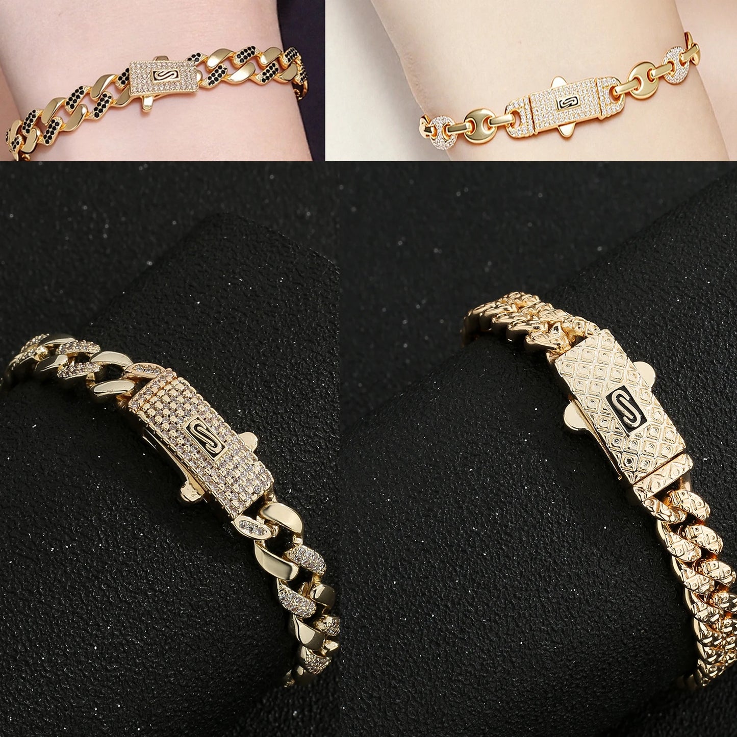 Pulsera Circonita Diamantes Mujer - Chapado Oro 14K Negocios Trendy