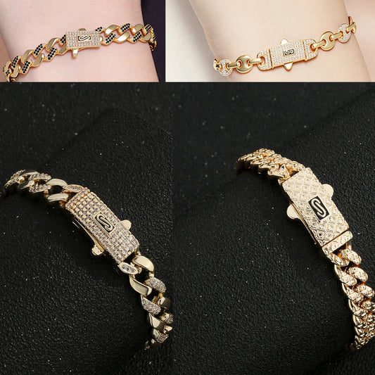 Pulsera Circonita Diamantes Mujer - Chapado Oro 14K Negocios Trendy