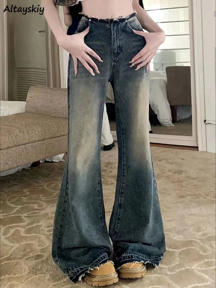 Jeans Acampanados Mujer Americanos - Pantalón Denim Vintage Harajuku