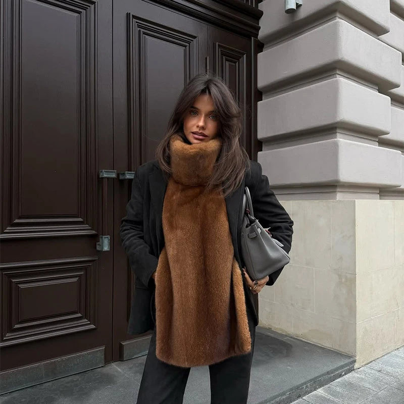 Chaqueta Mujer Elegante PU Piel - Chaqueta Solapa Doble Botón 2025