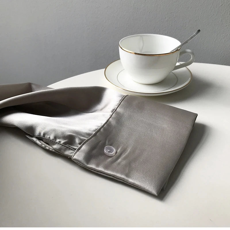 Camisa Satén Mujer Vintage - Blusa Holgada Primavera 2025