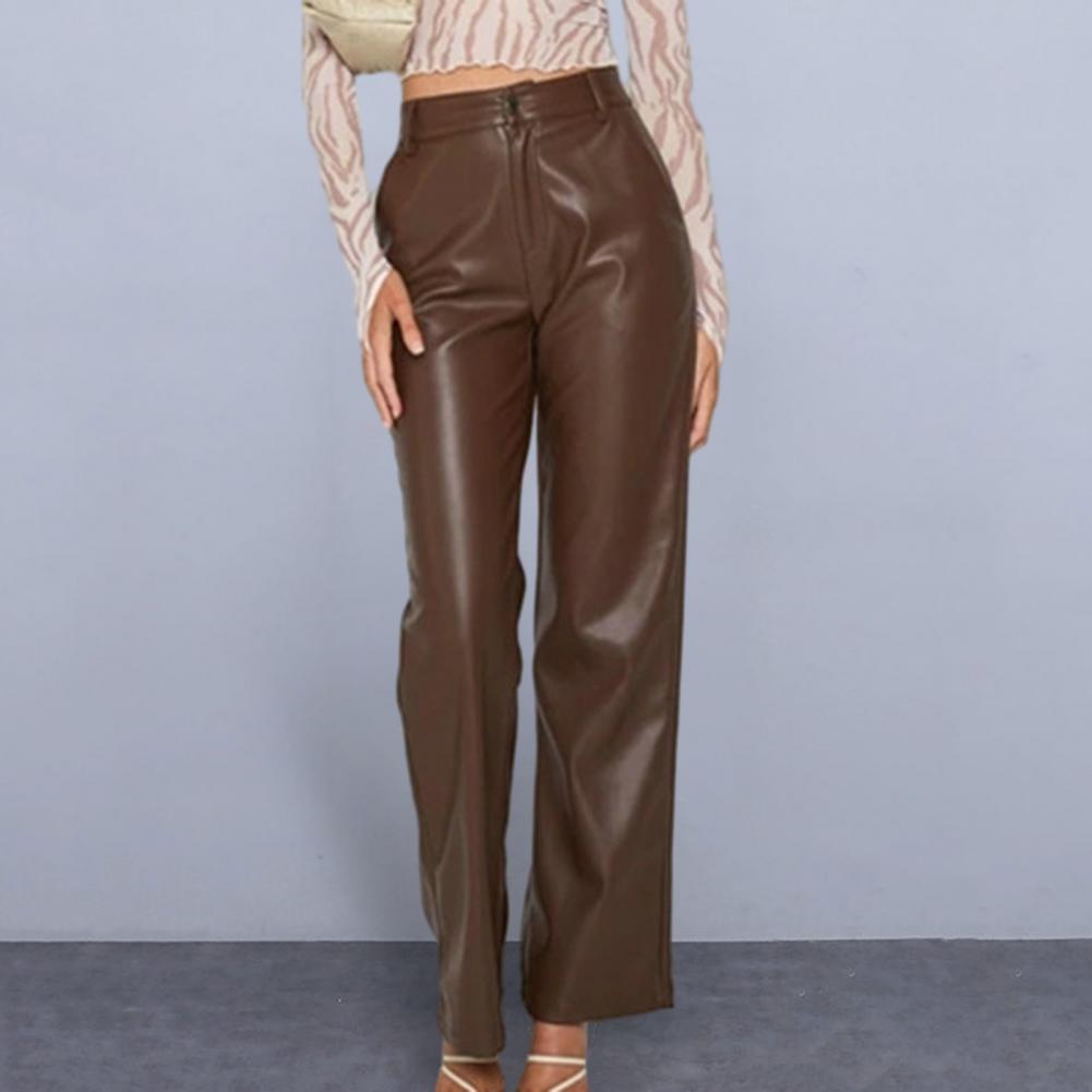 Pantalón Cuero Mujer Cintura Alta - Leggings Negro Invierno