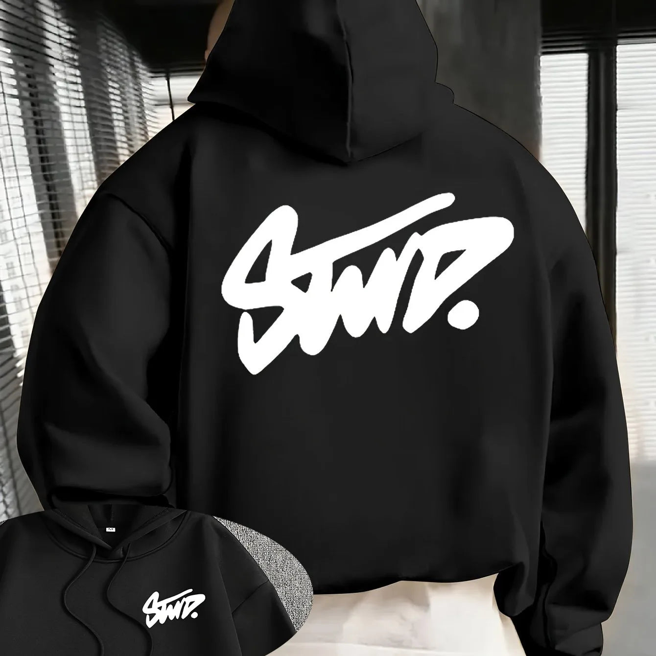 Sudadera Hombre STWD Graphic - Hoodie Negro Urbano Streetwear