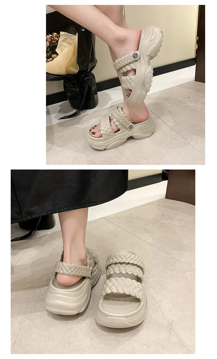 Sandalias Plataforma Mujer Playa - Chanclas Suela Gruesa Antideslizantes Ligeras Verano