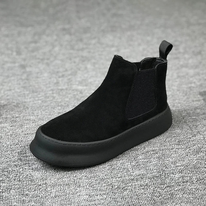 Botines Hombre Ante Suela Gruesa - Retro Otoño Invierno Cómodos Fashion Aumentan Altura Casual Jóvenes