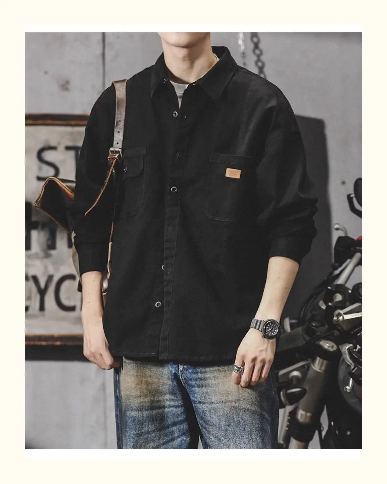 Camisa Hombre Trabajo Workwear - Manga Larga Casual Resistente Oficina Outdoor Primavera Otoño Tendencia Japonesa