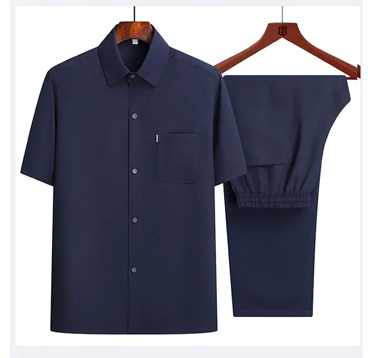 Conjunto Hombre Camisa y Pantalones 2025 - Set Deportivo Casual Estilo Chino Verano