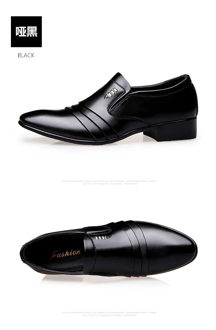 Zapatos Vestir Hombre Cuero PU Negro - Mocasines Oxford Punta Puntiaguda Boda Business