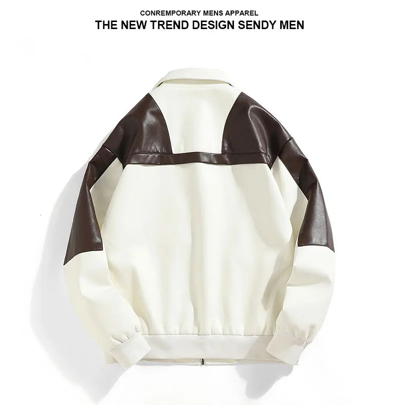 Chaqueta Cuero Hombre Motocicleta - Bomber Biker Otoño Invierno