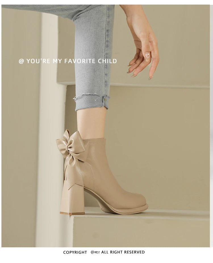 Botas Tobillo Mujer Plataforma Tacón - Lazo Trasero Calcetín Otoño Punk