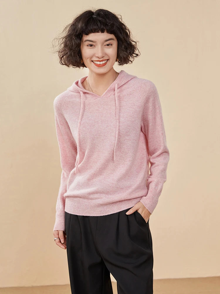 Sudadera Mujer Cashmere Capucha 100% - Pullover Punto Otoño Invierno Lujo