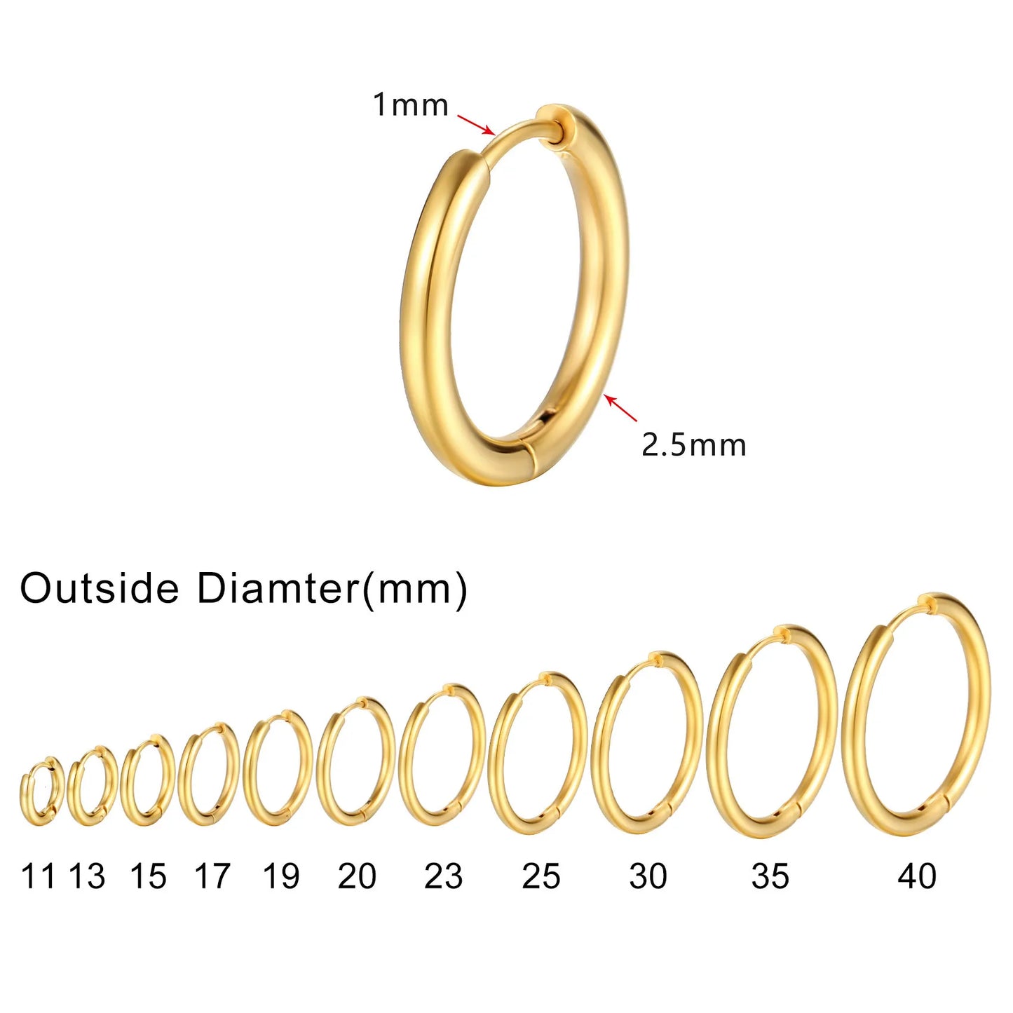 Pendientes Aro Minimalistas Mujer - Acero Inoxidable Redondos Huggies