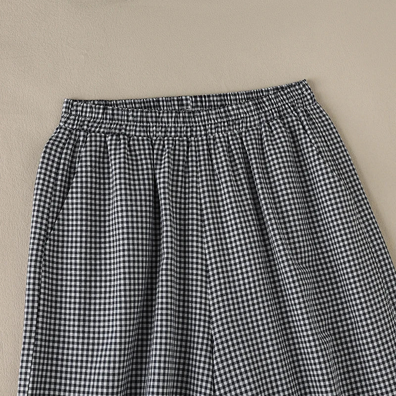 Pantalón Pierna Ancha Mujer Cuadros - Pantalón Palazzo Verano 2025
