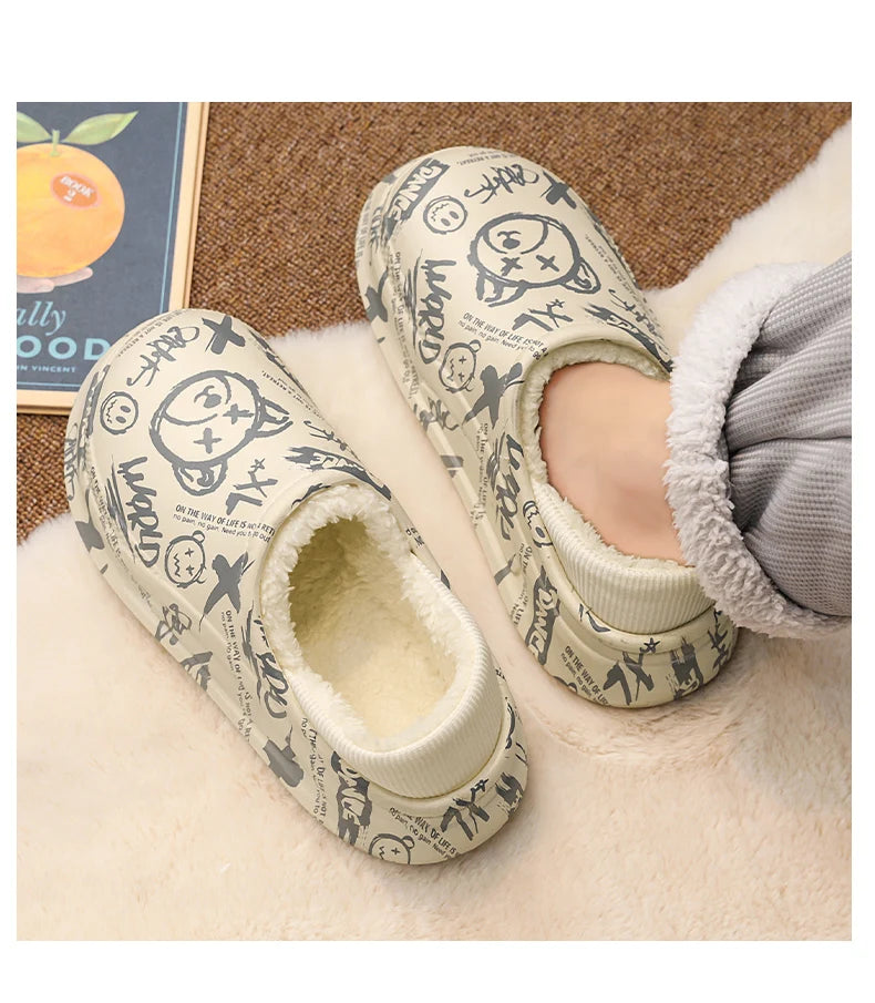 Pantuflas Hombre Invierno Algodón - Cálidas Antideslizantes Impermeables Talón