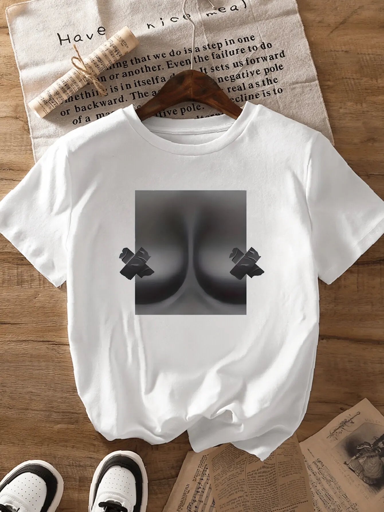 Camiseta Mujer Graffiti Creativo - Manga Corta Cuello Redondo Casual