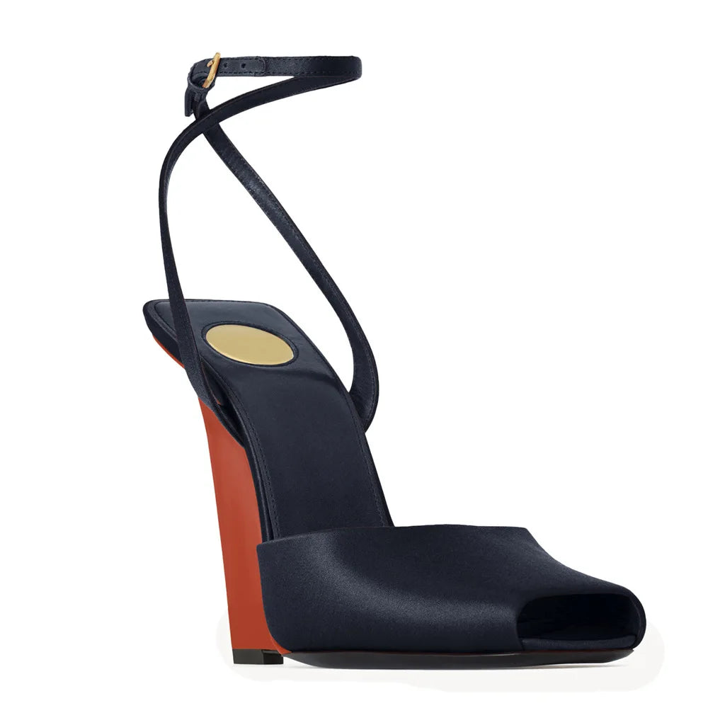 Sandalias Plataforma Mujer Satén 2025 - Zapatos Tacón Chunky Tiras Primavera