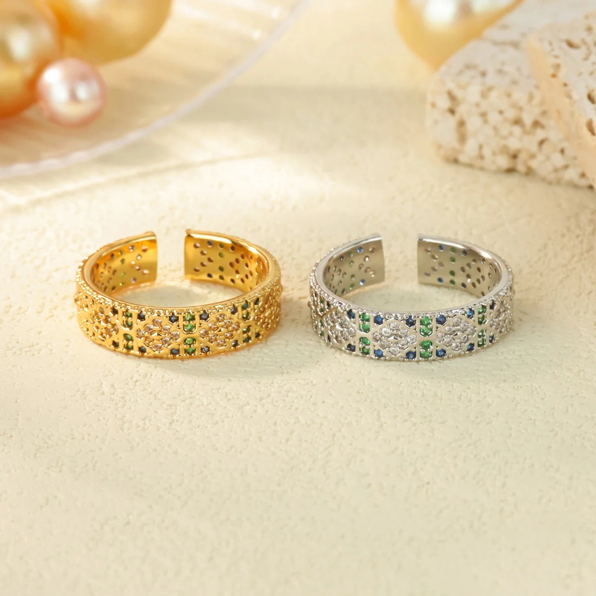 Anillo Circonita Arcoíris Mujer - Acero Inoxidable Dorado Boda 2025