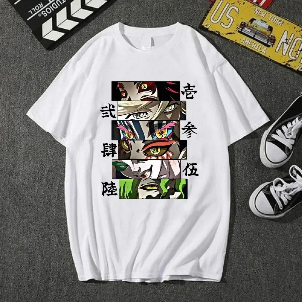 Camiseta Mujer Anime Demon - Manga Corta Estampado Lunas Streetwear