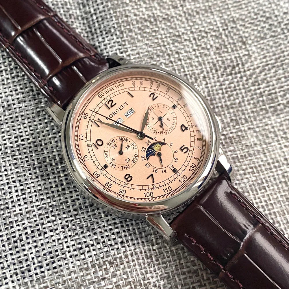 Reloj Mecánico Automático 316L Multifunción 42mm - Fecha Día Mes Año Indicador Día/Noche