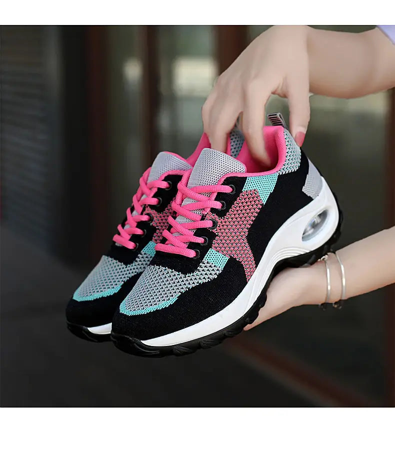 Tenis Mujer Air Cushion - Zapatillas Plataforma Gimnasio Jogging Transpirables