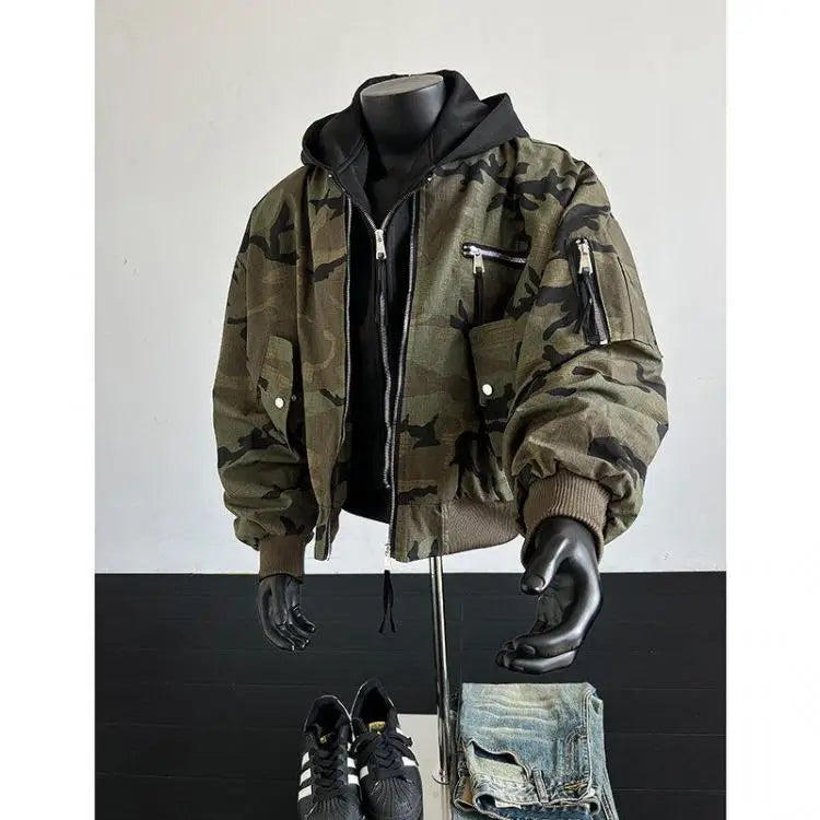 Chaqueta Bomber Camuflaje Americana Retro - Jacket Cortavientos Hombre