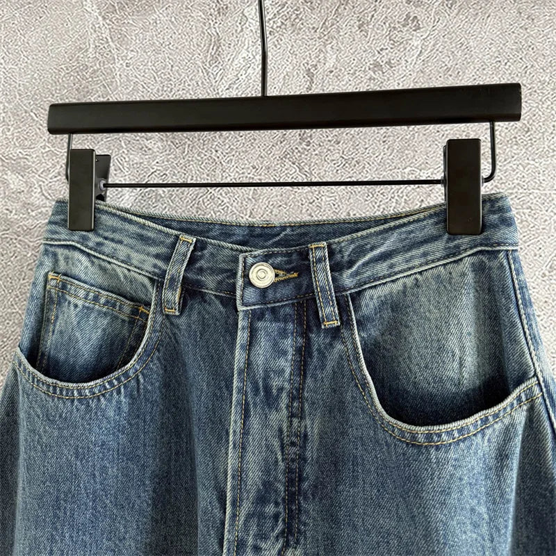 Jeans Rectos Mujer Algodón - Pantalón Denim Cintura Alta 2025