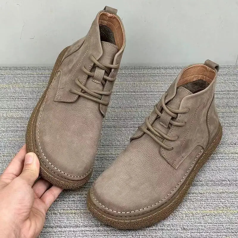 Botas Hombre Fashion High-Top - Casual Cómodas Clásicas Estilo Británico Cuero Outdoor