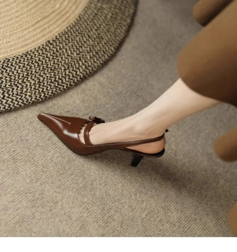 Sandalias Tacón Mujer Elegantes 2025 - Zapatos Hebilla Oficina Punta Cerrada