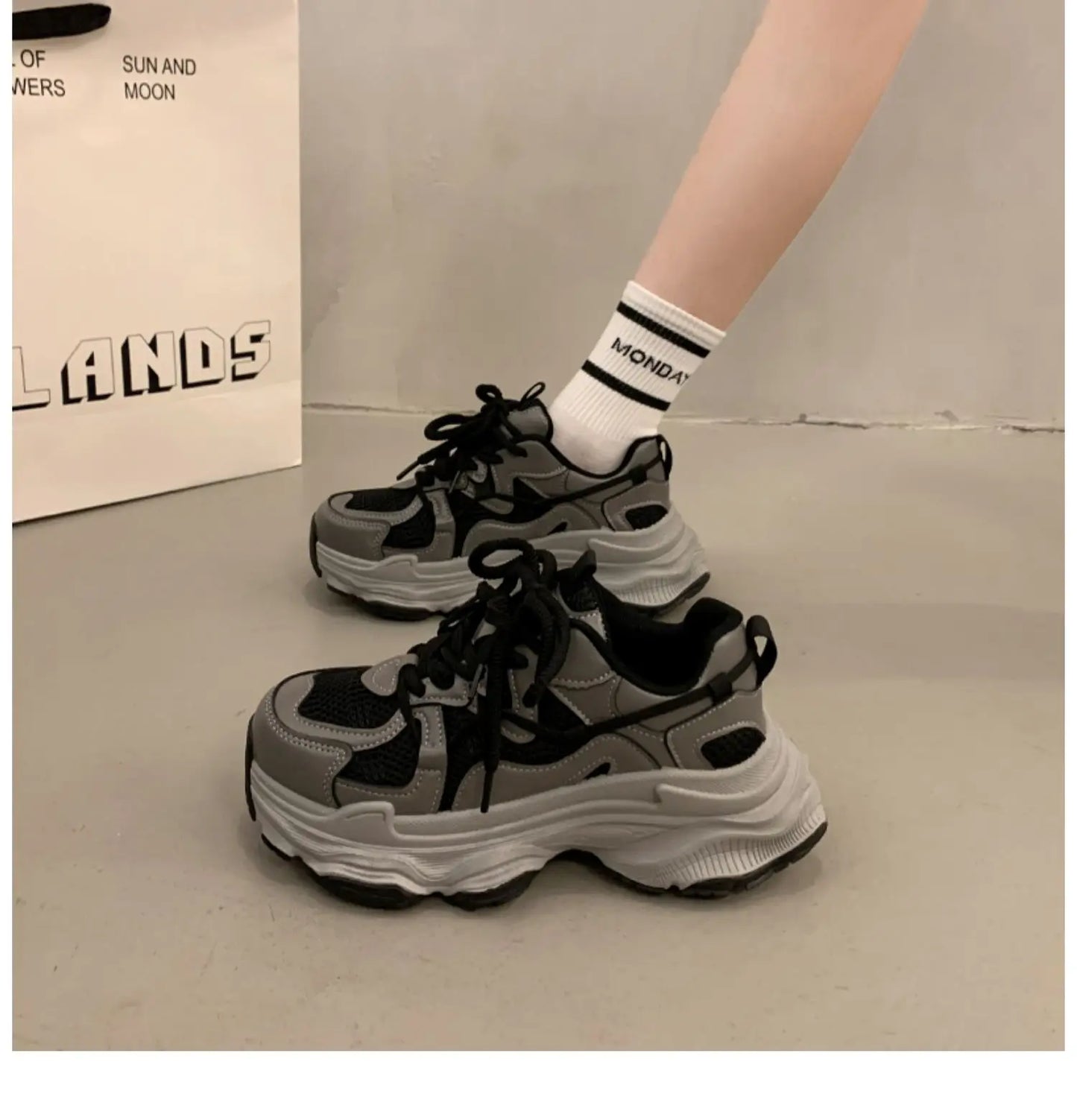 Sneakers Chunky Plataforma Mujer Primavera - Zapatillas Mesh Transpirables Antideslizantes