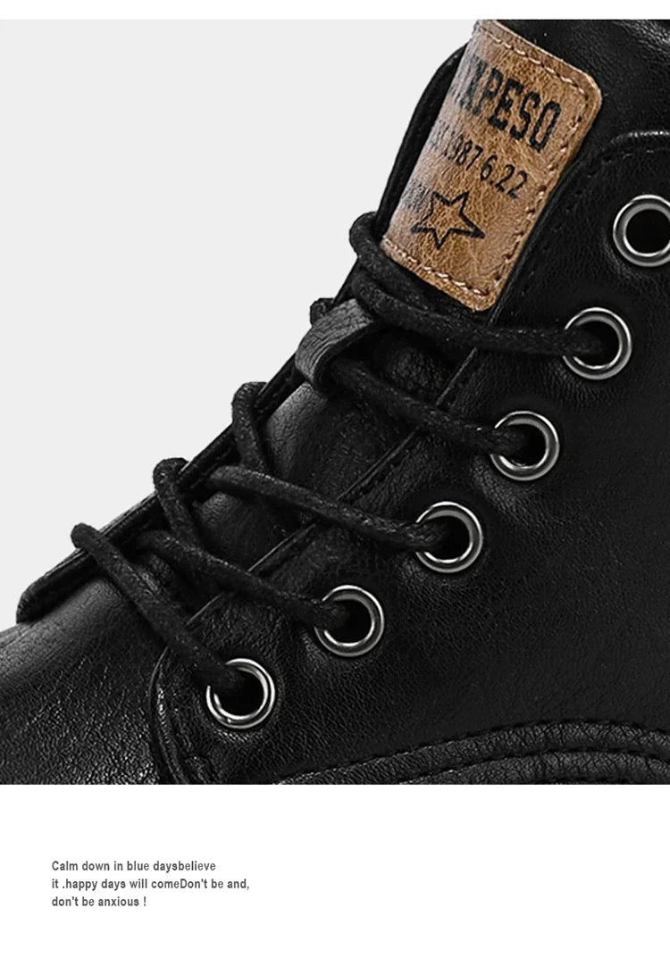 Botas Hombre 2024 Cuero Altas - Casual Fashion Retro All-Match Trabajo Desert