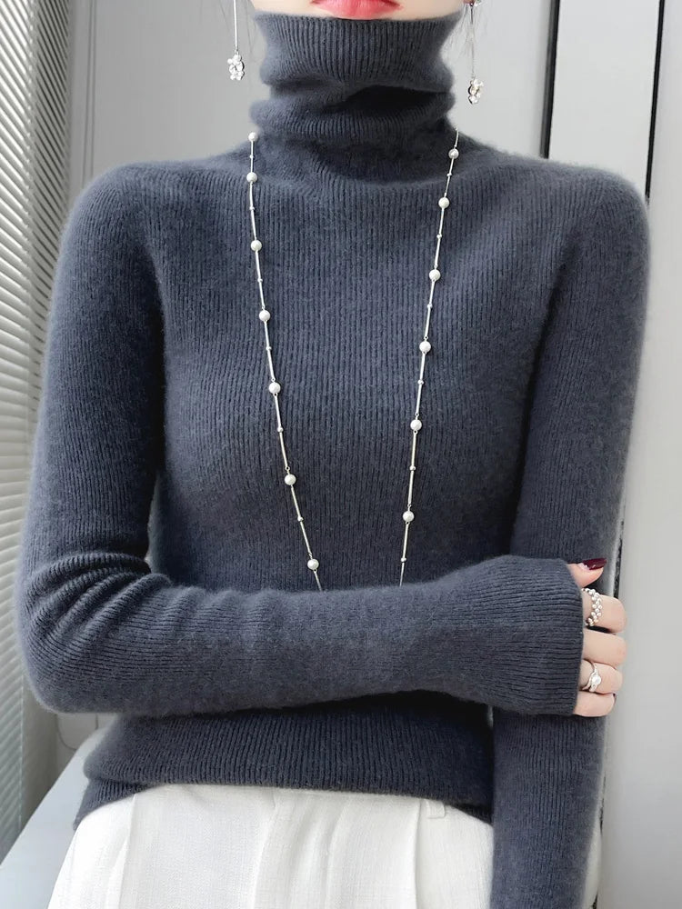 Suéter Mujer Lana Merino 100% Slim - Jersey Coreano Otoño Invierno