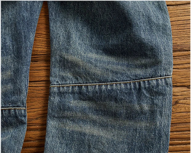 Vaqueros Moto Vintage Americanos - Jeans Cargo Parches Pesados Estilo Retro