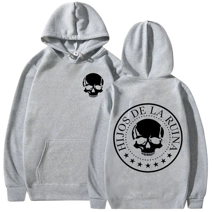 Sudadera Gothic Skull Hombre - Hoodie Manga Larga Hip-Hop Retro