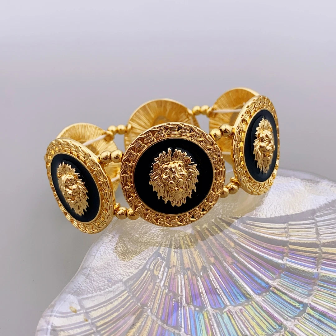 Pulsera Cabeza León Trenzada Unisex - Aleación Premium