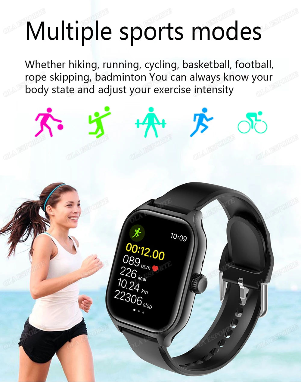 Smartwatch 2.01'' HD para Android iOS - Llamadas Bluetooth Deportivo Música