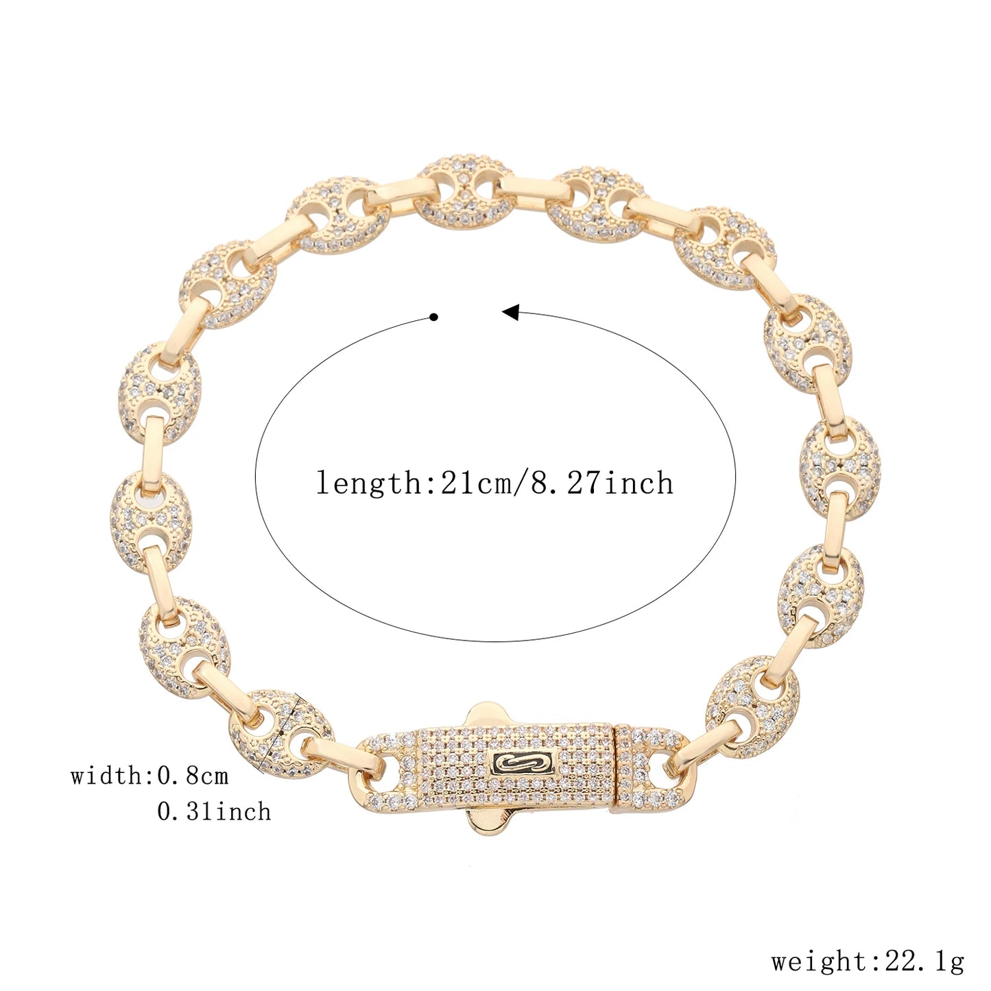 Pulsera Circonita Diamantes Mujer - Chapado Oro 14K Negocios Trendy