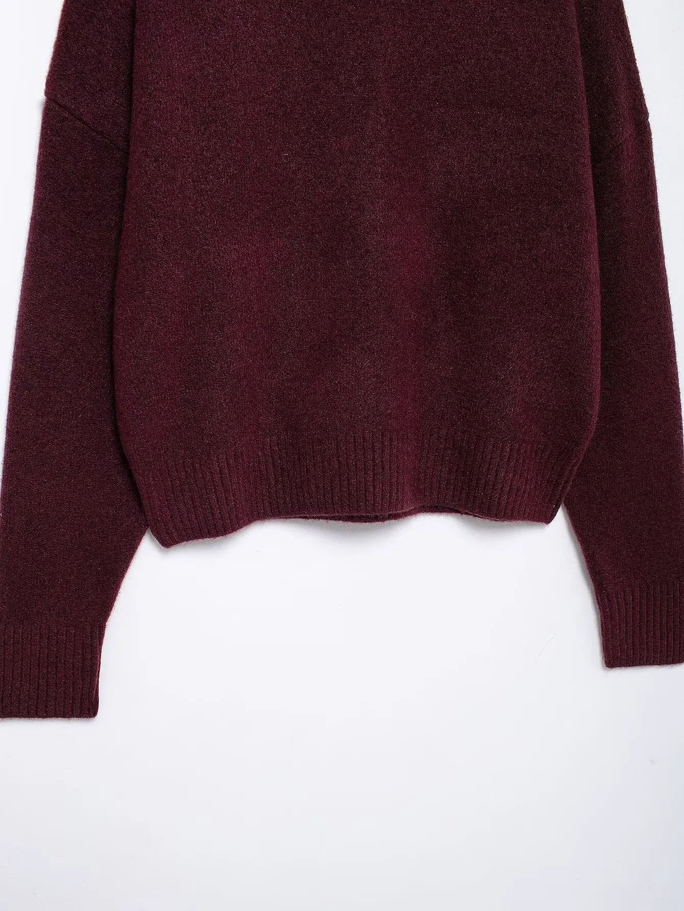 Suéter Mujer Burgundy Vintage - Jersey Cuello Alto Otoño Invierno