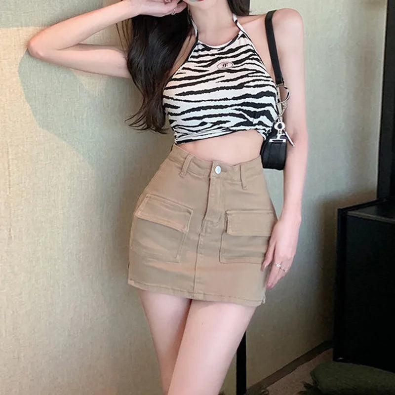 Falda Denim Mujer Corta Verano - Falda Vaquera Sexy Cintura Alta Coreana