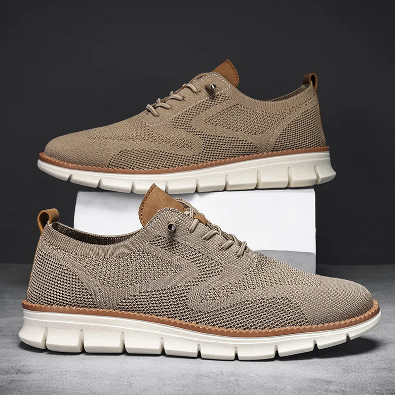 Zapatos Hombre Casual Clásicos - Transpirables Brogue Planos Acolchados Vestir Sneakers Ligeros