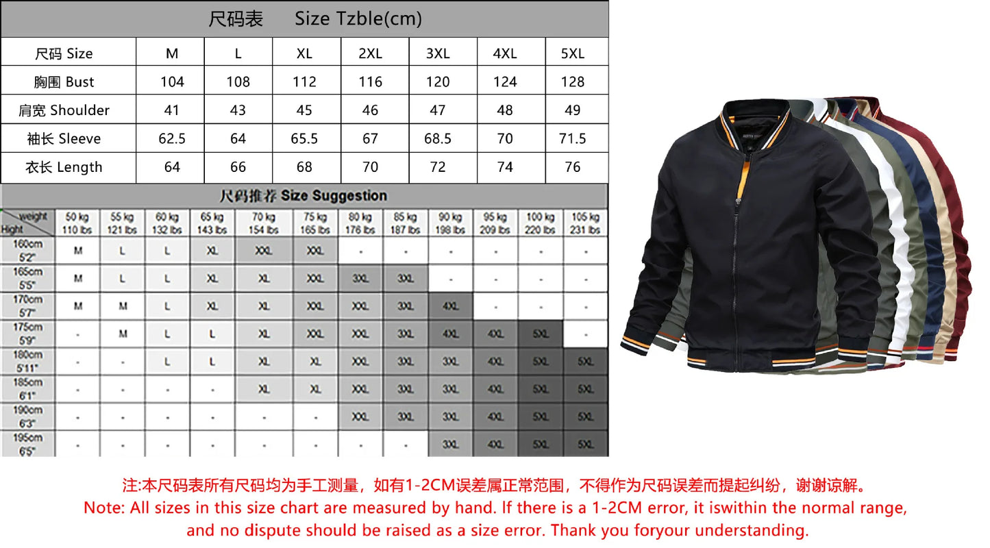 Chaqueta Bomber Hombre 2025 - Baseball Jacket Negro Casual Slim