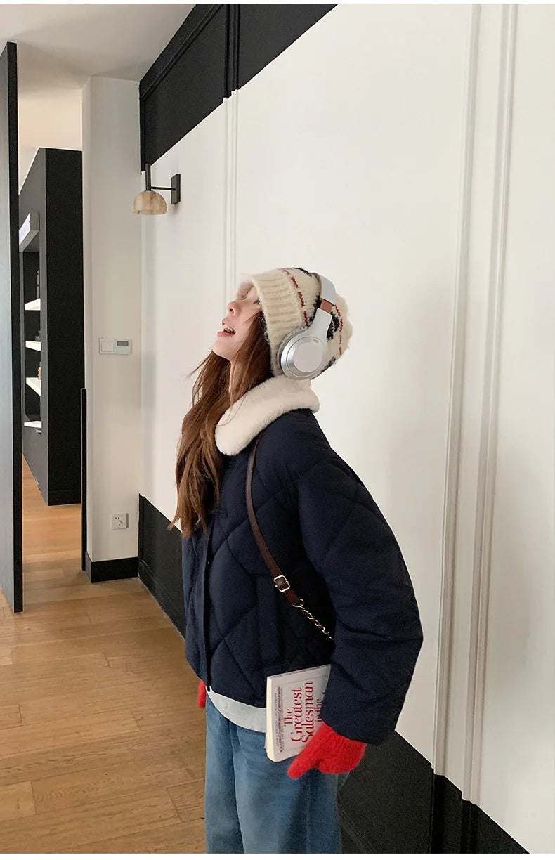 Chaqueta Algodón Mujer Tendencia - Chaqueta Estilo Chino Cuello Lana 2025