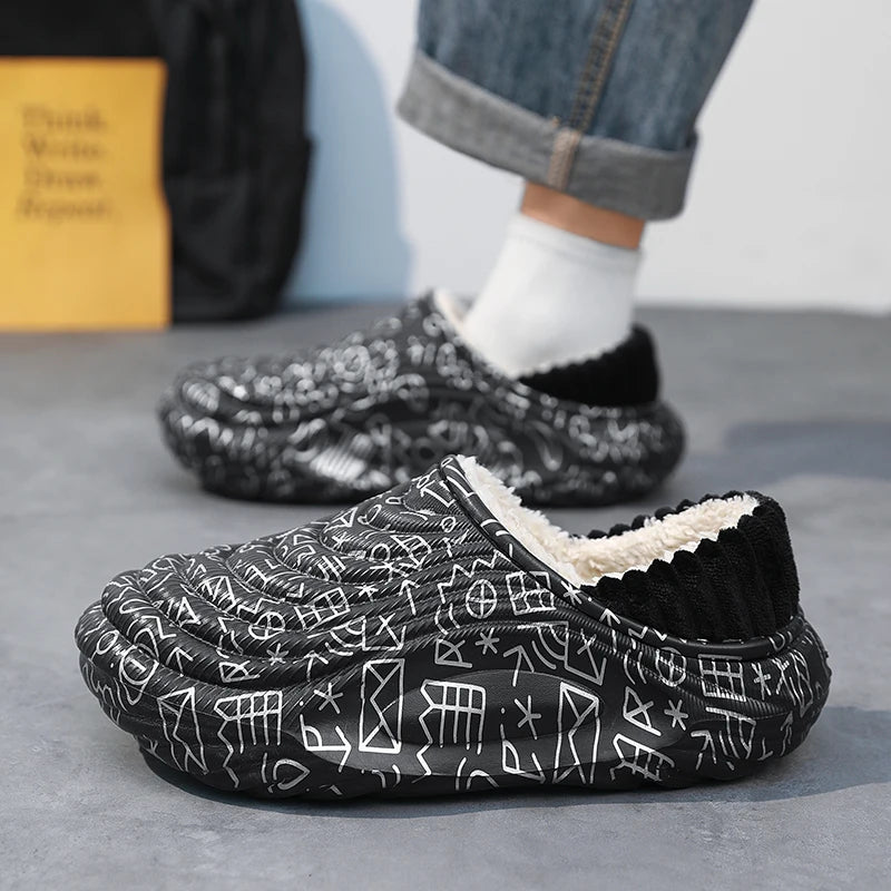 Pantuflas Hombre Invierno Algodón - Cálidas Antideslizantes Impermeables Talón