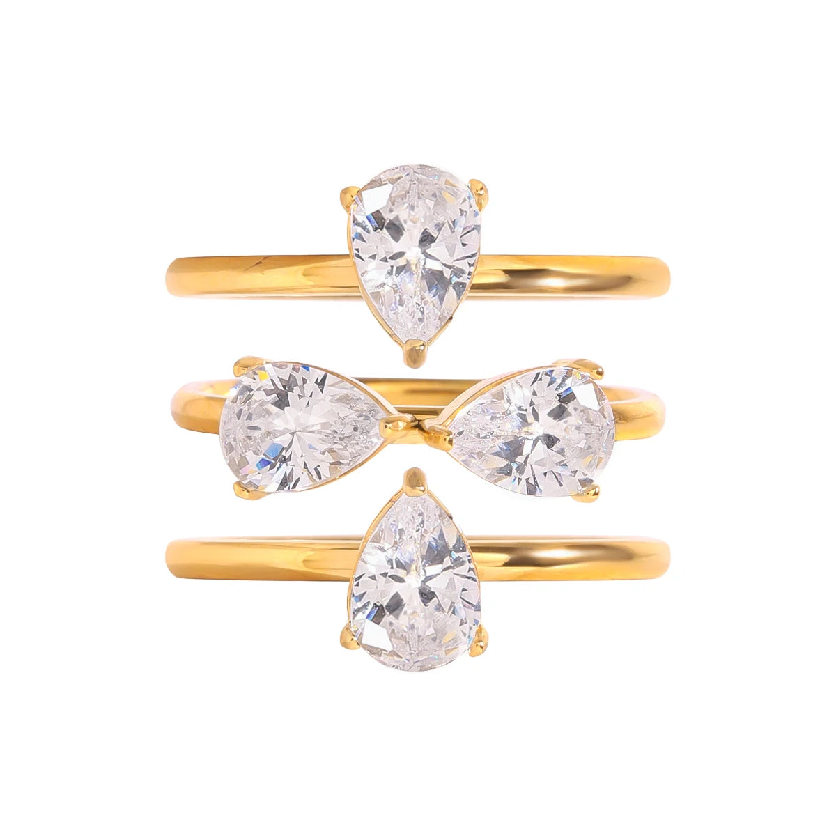 Set Anillos Apilables Personalizados - Acero Inoxidable Dorado 2025