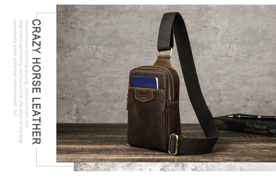 Riñonera Cuero Genuino Hombre Pequeña - Bolso Hombro Crossbody Viaje Outdoor Deportes Fanny Pack