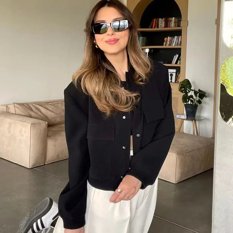 Chaqueta Bomber Mujer Otoño - Jacket Corta Aviador Manga Larga 2025